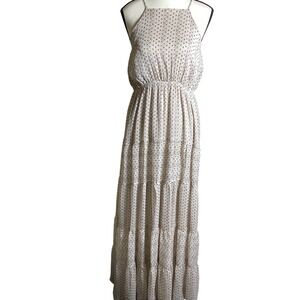 In Loom Women's Cream Ditsy Floral Tiered Maxi Dress ILD1729 Size M Smocked Back